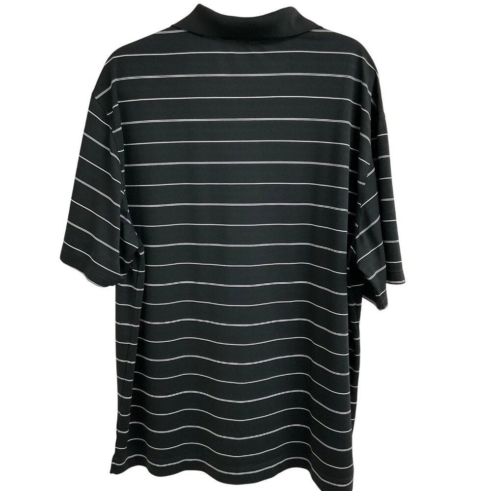 Nike Golf Men's XL Black & White Striped Dri-Fit Short Sleeve Polo Shirt - Picture 2 of 8